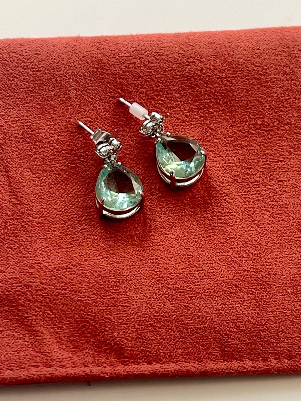 Mint Teardrop Crystal Drop Earrings